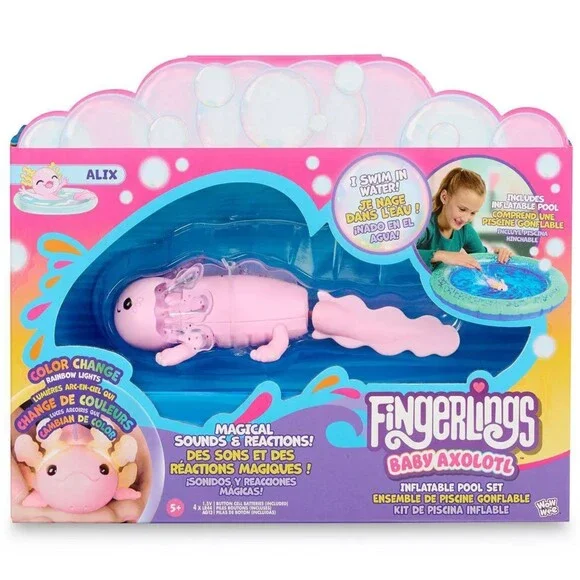 Fingerlings Baby Axolotl Alix Inflatable Pool Set Playset Pink Ready to ship - Picture 1 of 5
